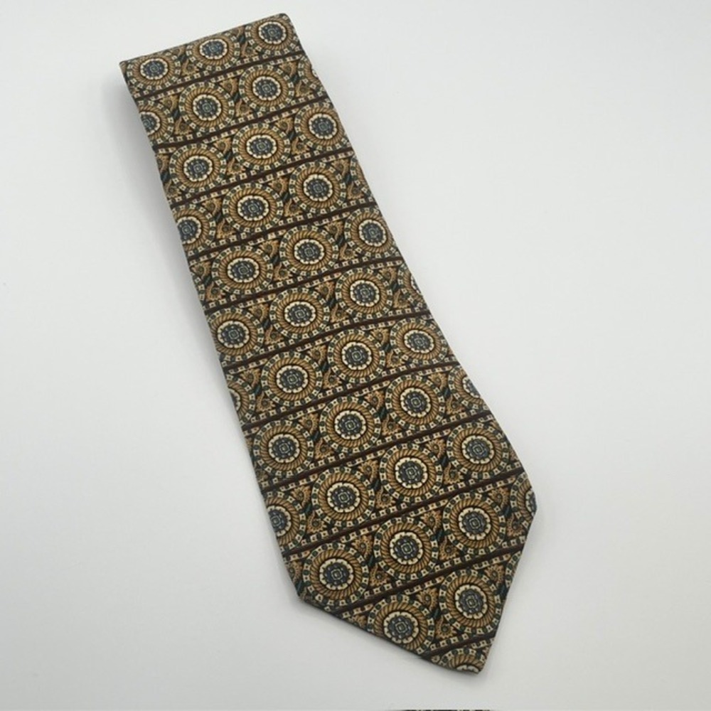 Metropolitan Museum of Art Mens Silk Tie Medallion Geometric Gold Burgundy MMA